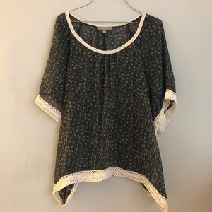 Floral sheer blouse, size medium